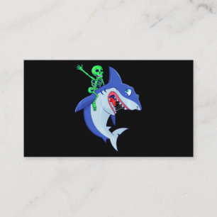 Halloween Skelet Riding Sharks Lover Funny Visitekaartje