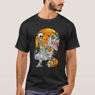 Halloween Skelet Rijden Mummy Rex Dinosaurus Kinde T-shirt