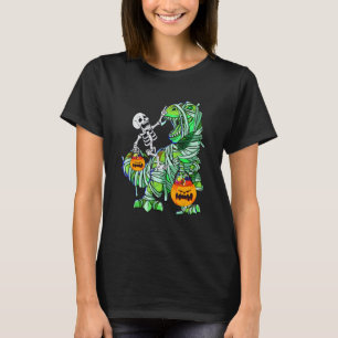 Halloween Skelet Rijden Mummy Rex Dinosaurus Kinde T-shirt