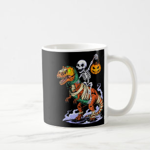 Halloween Skelet Rijdend op Mummie T Rex Dinosauru Koffiemok