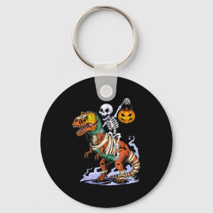 Halloween Skelet Rijdend op Mummie T Rex Dinosauru Sleutelhanger