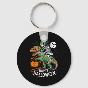 Halloween Skelet Rijdend op Mummie T Rex Dinosauru Sleutelhanger