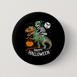 Halloween skelet rijdt op mummie T Rex dinosaurus Ronde Button 5,7 Cm