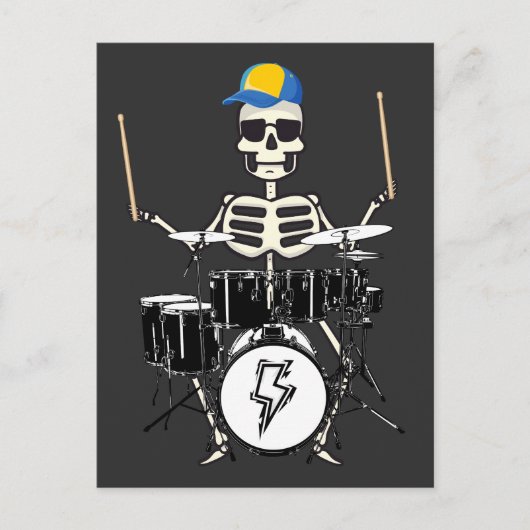 Halloween Skelet Rock Hand Drummen Briefkaart (Voorkant)