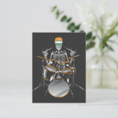Halloween Skelet Rock Hand Drumspelend Briefkaart (Staand voorkant)