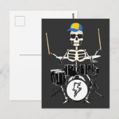 Halloween skelet rock hand drumt op drums briefkaart (Voorkant / Achterkant)