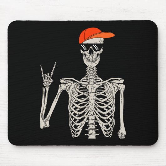  Halloween Skelet Rock On Hand Skelet M Muismat (Voorkant)
