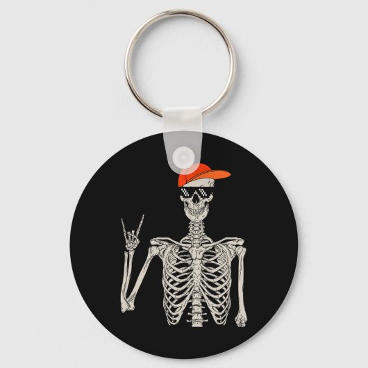  Halloween Skelet Rock On Hand Skelet M Sleutelhanger (Voorkant)