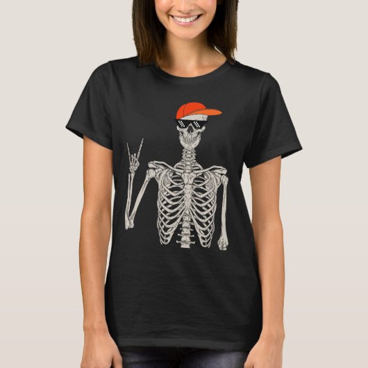 Halloween Skelet Rock On Hand Skelet M T-shirt (Voorkant)