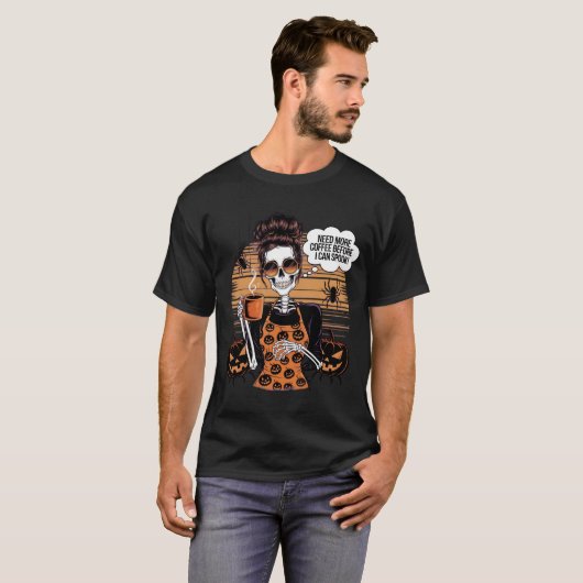 Halloween skelet rommelig broodje koffie grappig k t-shirt (Voorkant volledig)
