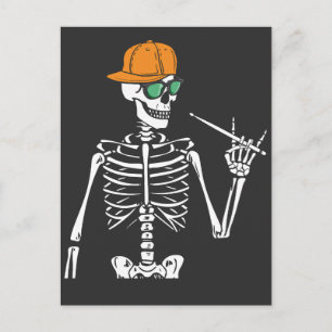 Halloween Skelet Rots Hand Drummen Briefkaart