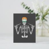 Halloween Skelet Rots Hand Drumspelend Briefkaart (Staand voorkant)