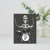 Halloween Skelet Rots Hand Speelt Drums Briefkaart (Staand voorkant)