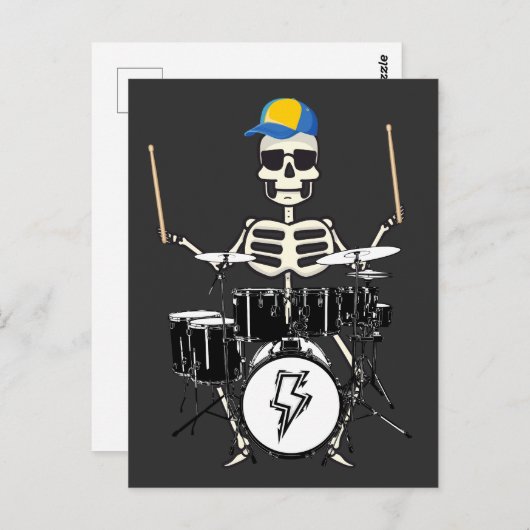 Halloween Skelet Rots Hand Speelt Drums Briefkaart (Voorkant / Achterkant)