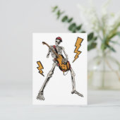 Halloween Skelet Rots Hand Speelt Gitaar Briefkaart (Staand voorkant)