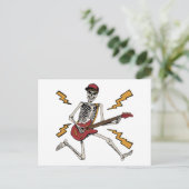 Halloween Skelet Rots Hand Speelt Gitaar Briefkaart (Staand voorkant)
