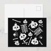 Halloween Skelet Schedel Botten Patroon Briefkaart (Voorkant / Achterkant)