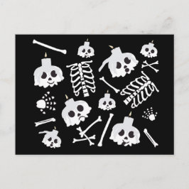 Halloween Skelet Schedel Botten Patroon Briefkaart