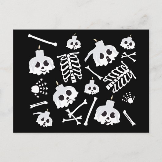 Halloween Skelet Schedel Botten Patroon Briefkaart (Voorkant)