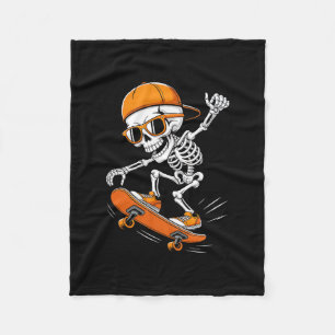 Halloween Skelet Skateboard Grappig Skateboarden  Fleece Deken