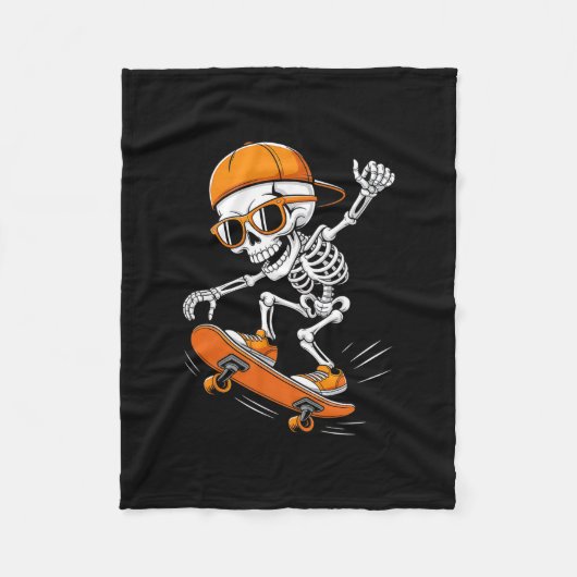 Halloween Skelet Skateboard Grappig Skateboarden Fleece Deken (Voorkant)