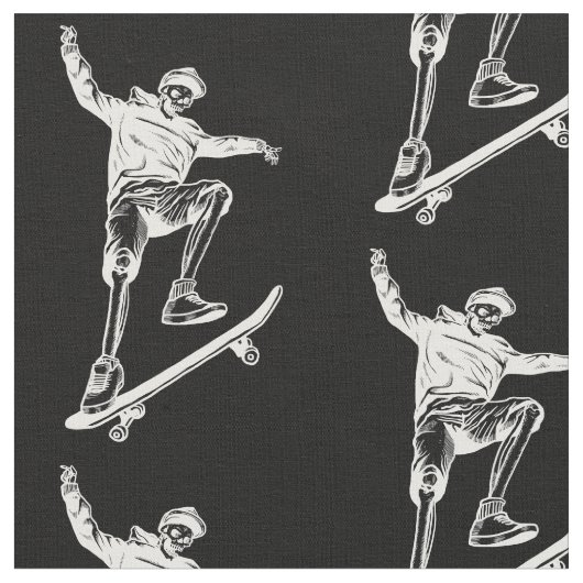 halloween skelet skateboard wit stof (Close Up)