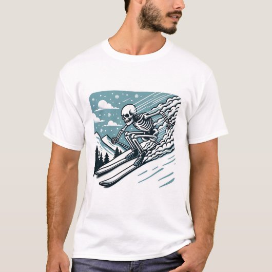 Halloween Skelet Skiën T-shirt (Voorkant)