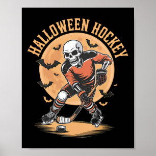 Halloween-skelet speelt hockey vintage skelet poster