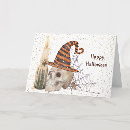 Halloween Skelet Spinnenweb Kaars Kaart