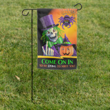 Halloween-skelet sterft aan omkeerbare tuinvlag
