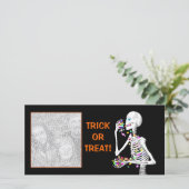 Halloween Skelet Suikergoed Feestdagenkaart (Staand voorkant)