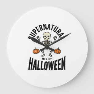 Halloween Skelet Supernatuurlijk Grappig Vintage_1 Grote Klok
