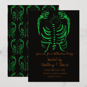 Halloween skelet tekening kostuum feest uitnodigin kaart