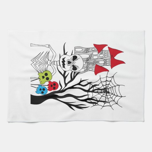halloween skelet theedoek (Horizontaal)