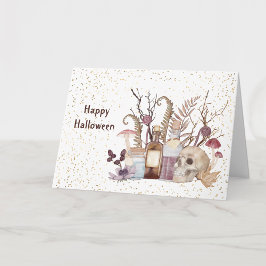 Halloween Skelet Toverdranken Paddenstoelen Bloeme Kaart