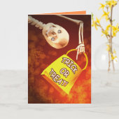 Halloween Skelet Treats Kaart (Gele Bloem)