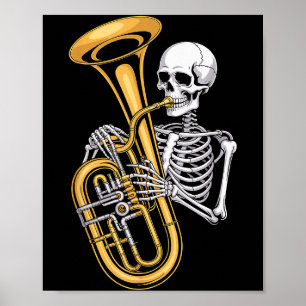 Halloween skelet tuba tubist poster