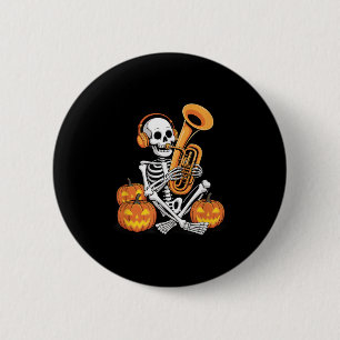 Halloween skelet tuba tubist ronde button 5,7 cm