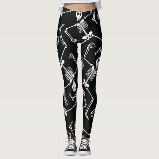 Halloween skelet Vakantiepatroon leggings (Voorkant)