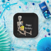 Halloween Skelet Verjaardag op Zwart Papieren Bordje (Feest)