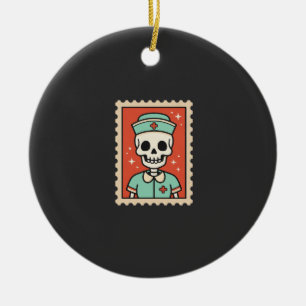 Halloween Skelet Verpleegster Stempel Ontwerp_1 Keramisch Ornament
