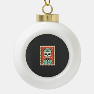 Halloween Skelet Verpleegster Stempel Ontwerp_1 Keramische Bal Ornament