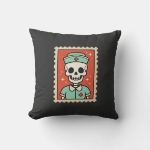 Halloween Skelet Verpleegster Stempel Ontwerp_1 Kussen