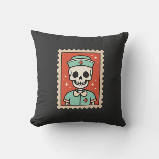 Halloween Skelet Verpleegster Stempel Ontwerp_1 Kussen (Voorkant)