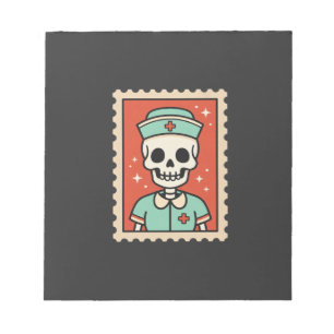 Halloween Skelet Verpleegster Stempel Ontwerp_1 Notitieblok