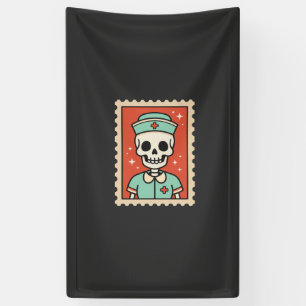 Halloween Skelet Verpleegster Stempel Ontwerp_1 Spandoek