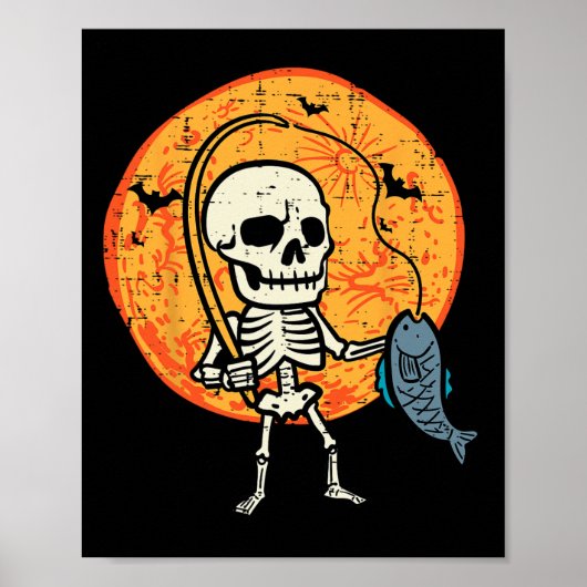 Halloween Skelet Vist Kostuum Visser Mannen B Poster (Voorkant)