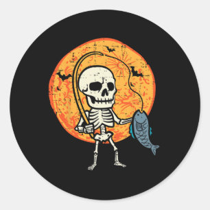 Halloween Skelet Vist Kostuum Visser Mannen B Ronde Sticker
