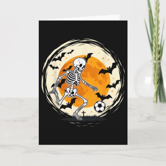 Halloween skelet voetbal grappig voetbal kostuum h kaart (Voorkant)