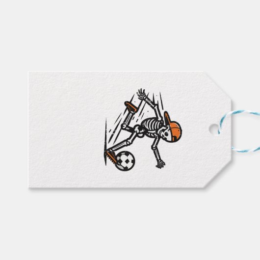 Halloween skelet voetbal kostuum mannen cadeaulabel (Voorkant (Horizontaal))